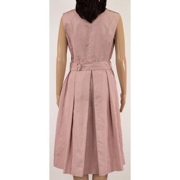 PRADA 100% SILK PINK POLKA DOT PATTERN BELTED SHIRT DRESS VINTAGE - Picture 4 of 10